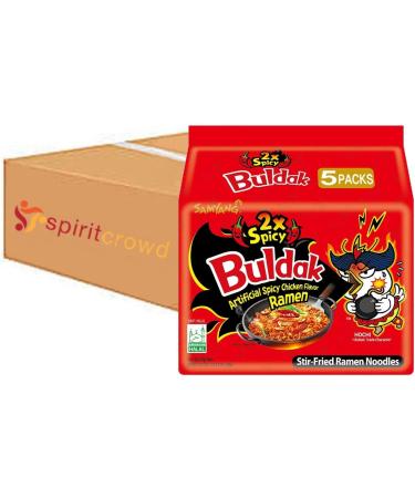 SPIRITCROWD Samyang Noodle Buldak Double Spicy (2x Spicy) Hot Chicken Flavour Korean Style Instant Ramen Super Spicy Challenge Halal 140g (Pack of 5) - Buy Online on GoSupps.com