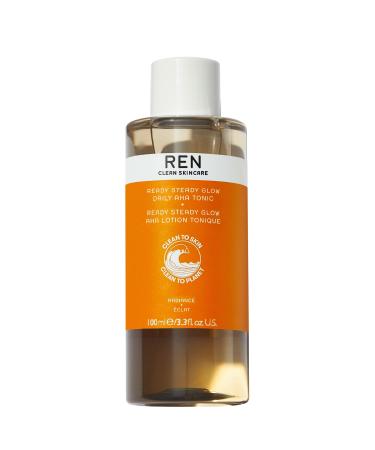 REN Clean Skincare - AHA Facial Toner - Glow Delivers 7 Skin-Resurfacing Benefits - Pore Reducing BHA and Exfoliating Lactic Acid for a Smoother, Brighter and Even Skin Tone 3.3 Fl Oz (Pack of 1) Original