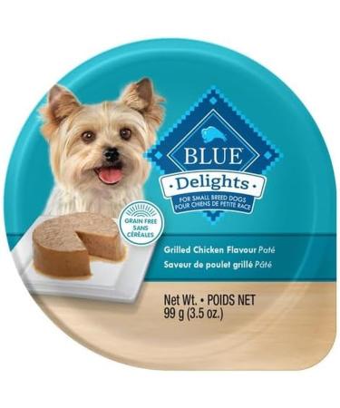 Blue Buffalo Delights Natural Adult Small Breed Wet Food Grilled Chicken Flavour in Savory Juices 3.5oz (Pack of 12) Pack of 12 Grilled Chicken Pate