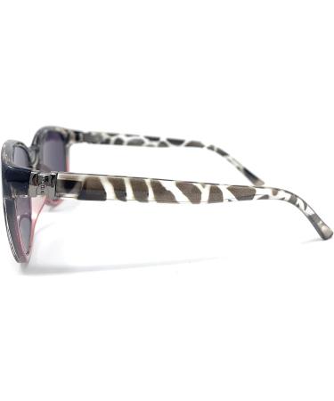 Paris Bifocal Reading Sunglasses for Women - Round Butterfly Design 2.5 Magnification Pink Tortoise with Smoke Lenses - Buy Online on GoSupps.com