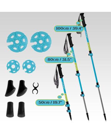G2 16 Inch Kids Snowshoes Storage Bag with Fast Ratchet Binding - Green/Blue | Ideal for Child Youth Boys and Girls | Includes Trekking Poles - Buy Online on GoSupps.com
