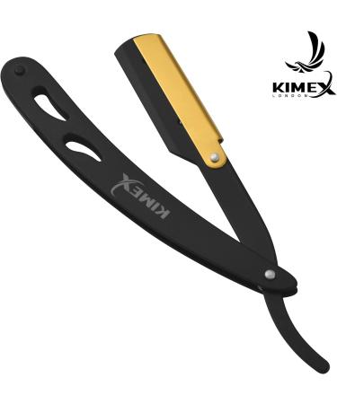 KIMEX LONDON Cut Throat Razor - Stainless Steel Straight Barber Shaving Razor with 24K Gold Swing Lock and Leather Cover - Buy Online on GoSupps.com