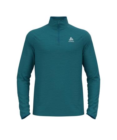 Odlo Men's Run Easy Warm_313262 Running Top with Zip XXL Saxony Blue Melange