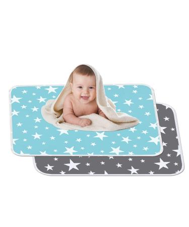 2 pieces washable infant wrapping pad 60 x 75 cm for babies and toddlers - breathable waterproof reusable urine matt cover (imagination stars) 60 x 75 cm blue