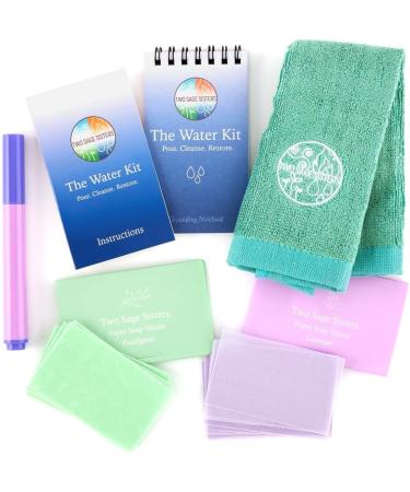 Two Sage Sisters Water Kit - Ultimate Self Care Set with Soap Sheets Notebook Marker & Washcloth | Relaxation & Meditation Mini Spa Box for Men & Women - International Shipping - Buy Online on GoSupps.com
