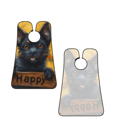 Happy Print Beard Bib Apron - Non-Stick Hair Catcher for Men | Perfect Shaving Gift - One Size Black - Buy Online on GoSupps.com