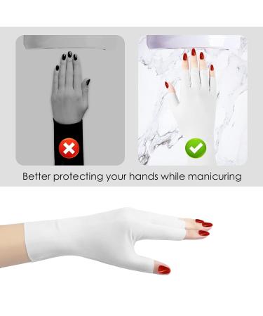 Unaone Anti UV Gel Manicure Gloves - 2 Pairs | UV Shield Protection for Gel Nail Lamp | Fingerless Design for Nail Art | White - Buy Online on GoSupps.com