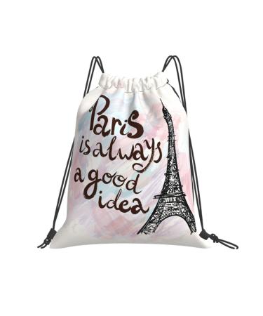N Nebont Eiffel Tower Paris Drawstring Backpack Bag Cinch Sack Pack Sport Gym Yoga Waterproof Lightweight gifts packaging for Women Girls Adult One Size
