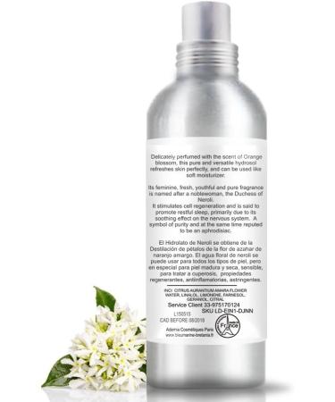 Orange Blossom Hydrosol Floral Water - Home Pets Skin & Hair Care - Pure Essential Spray - Natural Room Spray - Pure Orange Blossom Water - Skin toner & Face toner - 100ml - 3.51fl oz - Buy Online on GoSupps.com