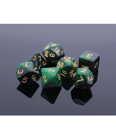 CREEBUY Polyhedral DND Dice Set - Green Mix Black Nebula Glitter Dice for D&D RPG Games - Buy Online on GoSupps.com