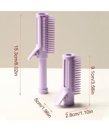 Quzente Volume Hair | Styling Hair Curling Tool | Curling Make Up Brush Roller Tool Curlers on Top of Head 2-in-1 Retractable Styling Comb Wavy Hair Products for Hair Salon Purple - Buy Online on GoSupps.com