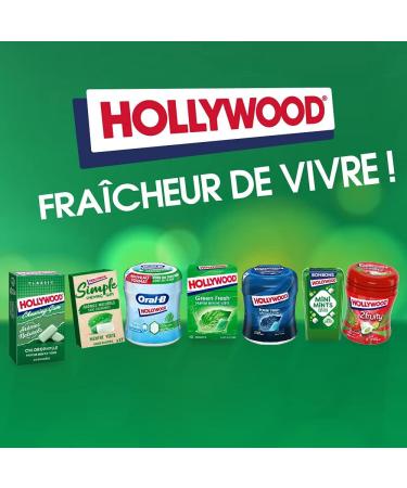 Hollywood Chewing Gum Bottle 2 Fresh - Chlorophyll Spearmint Fragrance - Sugar Free with Sweeteners - Pack of 6 Boxes of 40 Dragees (88g) - Buy Online on GoSupps.com