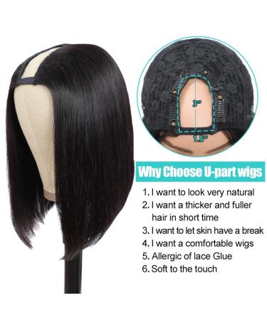 Paneway U Part Wig - 12 Straight Bob Human Hair for Black Women | Brazilian Remy Clip-in Extensions - Buy Online on GoSupps.com