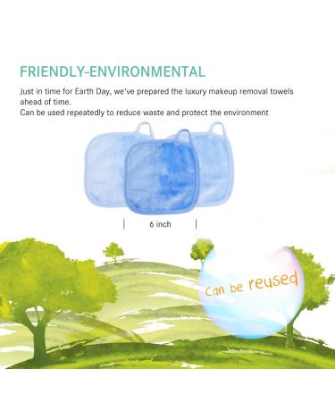 KODAMO Reusable Makeup Remover Cloth 6 x 6 in 12 Pack - Eco-friendly Microfiber Towel for All Skin Types - Washable Facial Cleansing Cloth with Laundry Bag (Blue) - Buy Online on GoSupps.com