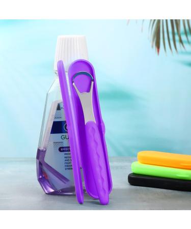 Yinkin Stainless Steel Tongue Scraper Set - 2 Pcs for Adults & Kids - Metal Tongue Brushes with Travel Cases - Reduces Bad Breath - Purple & Black - Buy Online on GoSupps.com