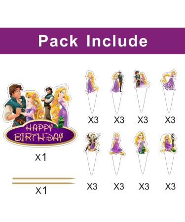 SKORDO 25pcs Tangled Birthday Decorations with 24pcs Rapunzel Cupcake Toppers 1pcs Cake Topper for Rapunzel Birthday Party Supplies - Buy Online on GoSupps.com