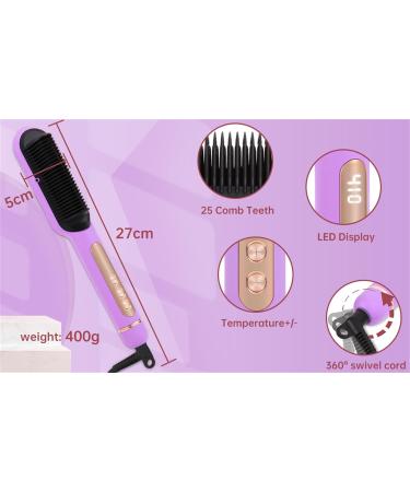 Buy Negative Ionic Hair Straightener Brush - 9 Temp Settings Fast Heating Anti-Scald - Perfect Hair Straightening Comb (Purple) - International Shipping Available - Buy Online on GoSupps.com