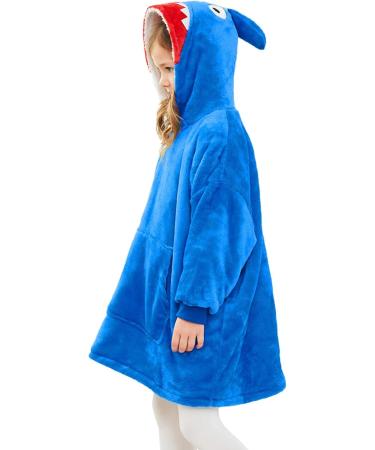 LOLANTA Dinosaur Shark Blanket Hoodie - Cozy Plush Sweatshirt for Kids Ages 3-12 - Warm Blue Blanket for 3-7 Years - Buy Online on GoSupps.com
