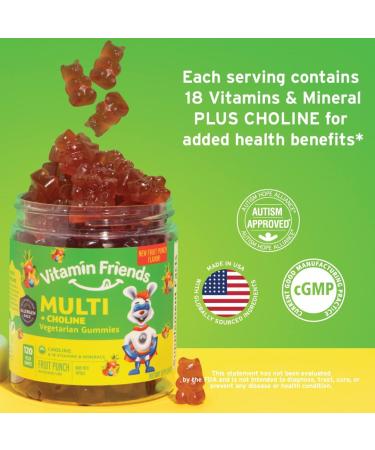 Vitamin Friends Vegetarian Kids Multivitamin Gummies with Choline - 30 Day Supply - Buy Online on GoSupps.com