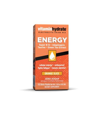 VitaminHydrate, Hydration Powder, Electrolyte Supplement Drink Mix, Single Serving, Orange, Zero Sugar, 10.0 Count