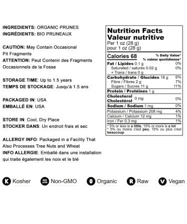 Organic Pitted Prunes  1 Pound  Dried California Plums  Non-GMO  Kosher  Unsulfured  Unsweetened  Bulk 1 Pound (Pack of 1) - Buy Online on GoSupps.com