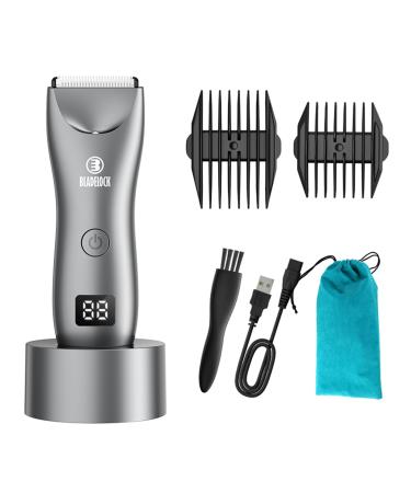 Electric Groin & Body Hair Trimmer for Men Younger Waterproof Wet/Dry Groomer with Replaceable Foil Blade Heads USB-C Rechargeable Safety Men's Ball Shaver TS033 Gray