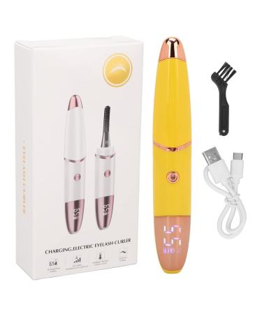 Heated Eyelash Curlers Rechargeable Electric Lash Curler with Eyelash Separator 4 Heating Modes Heated Eye Lash Curler for Women (Yellow)