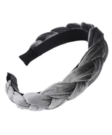 Lyguy hair ripe Korean handmade braided wide ethnic for women and girls thick velvet glitter single -colored for your own styling headdress gray