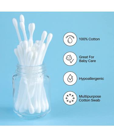 500 Count R-NEU Double Tipped Sterilized Cotton Swabs - 100% Pure Cotton Qtips for Cleaning Home, Makeup, Pet and Baby Care - Buy Online on GoSupps.com