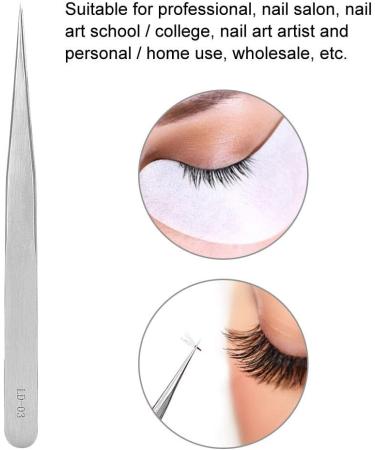 Eyelash Extension Tool | Professional False Eyelash Curler & Tweezer | Straight Tweezer LD-03 Silver for Eye Makeup - Buy Online on GoSupps.com