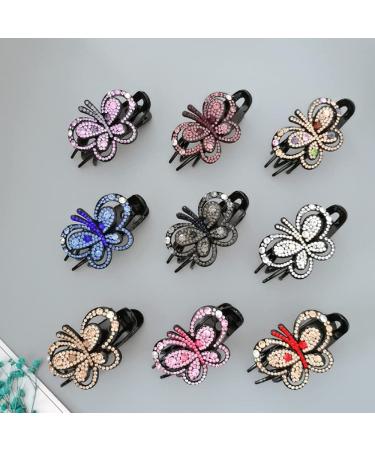 Yusier Butterfly Hair Clip Set 4 PCS Rhinestone Studded Flower Duckbill Ponytail Clips for Women - Buy Online on GoSupps.com