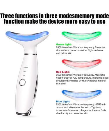 Anti Wrinkle Face & Neck Massager Device with 3 Color Modes - Skin Firming & Sculpting Tool for Smooth, Tight Skin - White - Buy Online on GoSupps.com