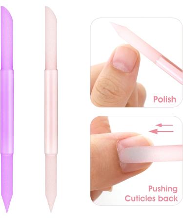 Sibba Glass Cuticle Pusher & Remover Set - Double Sided Trimmer & Manicure Stick for Precision Filing - Nail Salon Quality Tools for Women & Girls - (2pcs Pink Purple) - Buy Online on GoSupps.com
