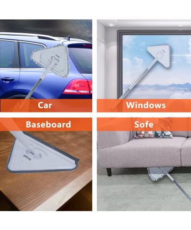 Sofeya Wall Mop Cleaner with Long Handle - Triangle Mop with Extension Pole for Walls, Ceilings, Windows - 3 Replacement Pads Included - Wet & Dry Use - Buy Online on GoSupps.com