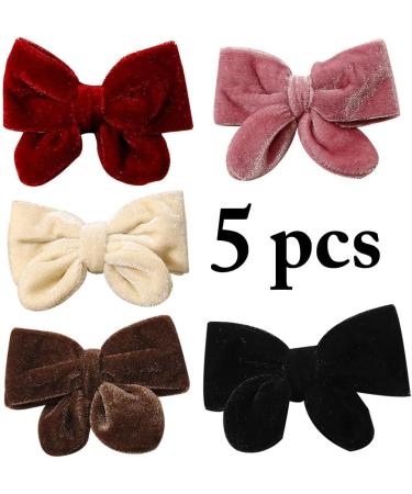 Vintage Duckbill Hairpin Set: 5 Plush Fashion Hair Bow Clips for Kids Simple Small Decorative Girls' Accessories - Buy Online on GoSupps.com