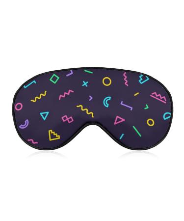 80s 90s Memphis Shape Sleep Mask Eye Cover for Sleeping Blindfold with Adjustable Strap Blocks Light Night Travel Nap for Men Women