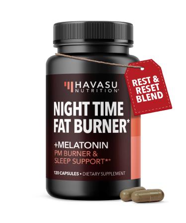 Night Time Fat Burner Metabolism Booster | Appetite Suppressant & Supplement to Support Weight Loss | 120 Weight Loss Supplement Pills for Men 120 Count (Pack of 1)