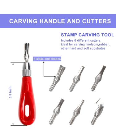Patioer 18 Pcs Rubber Stamp Making Kit with Linoleum Cutter, Tracing Paper, Rainbow Ink Pad - Stamp Carving Crafts Set - Buy Online on GoSupps.com