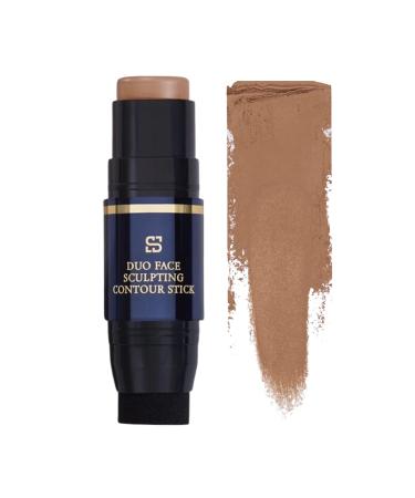 SIIA Cosmetics Duo Face Sculpting Contour Bronzer Stick Dual-Use Applicator for Perfect Sculpt & Blend Natural Finish .32 Ounce (Suede)