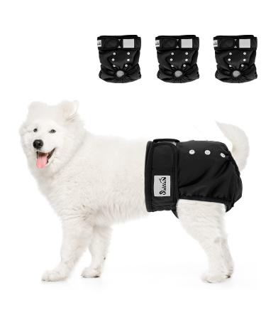 Slowton Dog diapers for bitches 3 of washable run -off soft -suckable and environmentally friendly female trousers for bitches with adjustable buttons with incontinence & runoff Black XL