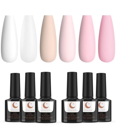 Gel Nail Polish 6 Colors Kit, TipsLuna Gel Polish 8.5ml for French Manicure, Gel Nail Kit of White, Beige, Pink Glitter UV LED Gel Nail Polish, Soak off Gel Polishes for Christmas, New Year - Yes, I do