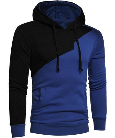 Men's Patchwork Color Block Hooded Sweatshirt - Long Sleeve Casual Pullover for Men - Buy Online on GoSupps.com