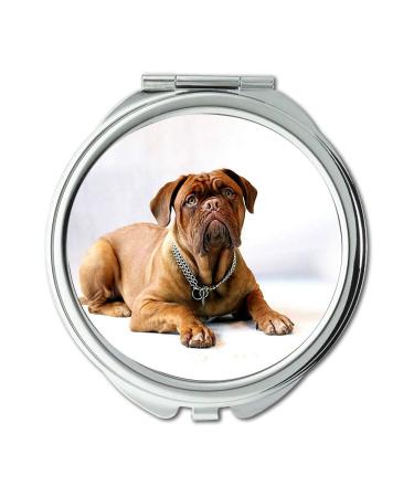 YENDOSTEEN Mirror makeup mirror Dog Dogue De Bordeaux Mastiff Bordeaux Burgundy0 Pocket Mirror portable mirror