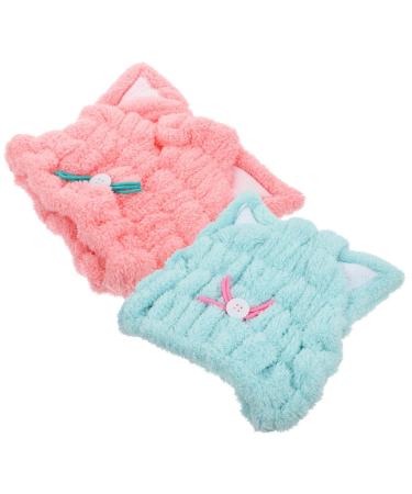 PLAFOPE 2pcs Dry Hair Cap Girl Bathing Hats Quick Drying Hair Hats Swim Caps Towel Hair Drying Caps Hair Bonnet Cartoon Design Hair Caps Headband Elasticity Coral Fleece Child