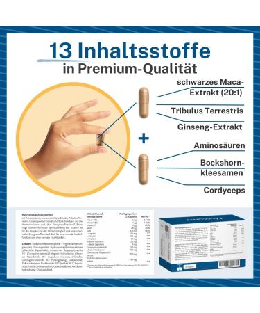 Mascupro Mann & Kraft: 20:1 Black Maca Tribulus Cordyceps & Zinc - 60 Capsules for Energy Performance & Hormone Balance | Shop Internationally - Buy Online on GoSupps.com