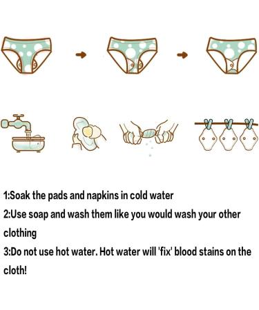 6 Pack Cloth Menstrual Pads with Charcoal Bamboo Lining - Reusable & Waterproof Sanitary Napkin Pads for Women with Wet Bag & Laundry Bag - Buy Online on GoSupps.com