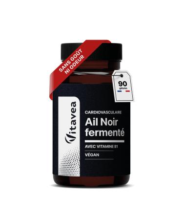 Ail Noir Ferment 9000 mg (Extrait 30:1) + Vitamine B1 - Sant Cardiovasculaire Antioxydant Naturel - Sans Odeur - Fabriqu en France - 90 G lules V gan - Fabriqu en France - Vitavea