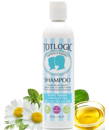TotLogic Sulfate Free Kids Shampoo - 8 oz Original Scent - Gentle and Paraben Free Non-Toxic Plant Based Formula Safe for Babies and Toddlers, Natural Essential Oils