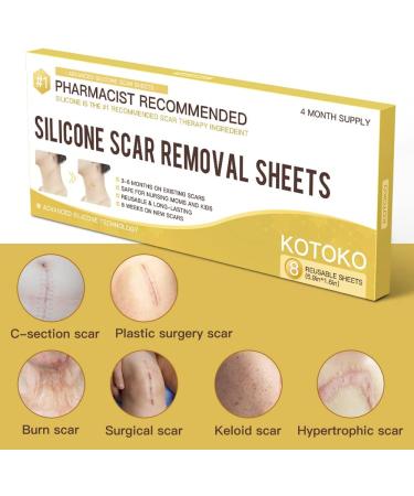 Professional Silicone Scar Removal Sheets - Box of 8, Reusable & Washable - for Scars, Keloids, Burns & Surgery - 5.9x1.6 - Effective Keloid Scar Removal Patch - Buy Online on GoSupps.com