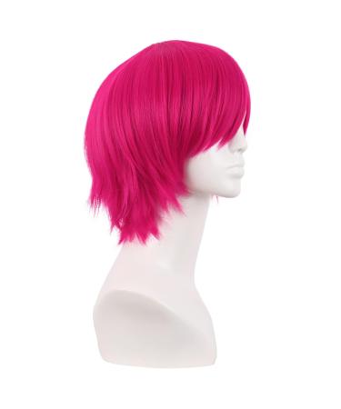 MapofBeauty 12 Inch Hot Pink Side Bangs Short Straight Fiber Cosplay Wig - International Shipping Available - Buy Online on GoSupps.com
